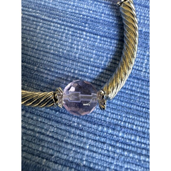 Cookie Lee Faceted Glass Stretch Bracelet Twisted Cable Gold Silver Tone Lavendr - Picture 6 of 7